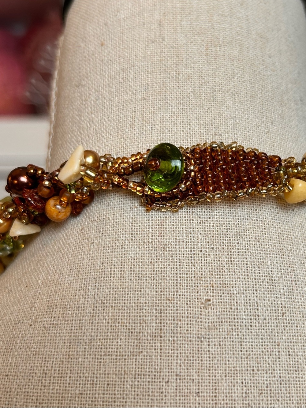Artisan Chunky Carnelian Agate Slice Pendant Necklace, Carnelian Peridot Earthy - Picture 9 of 11